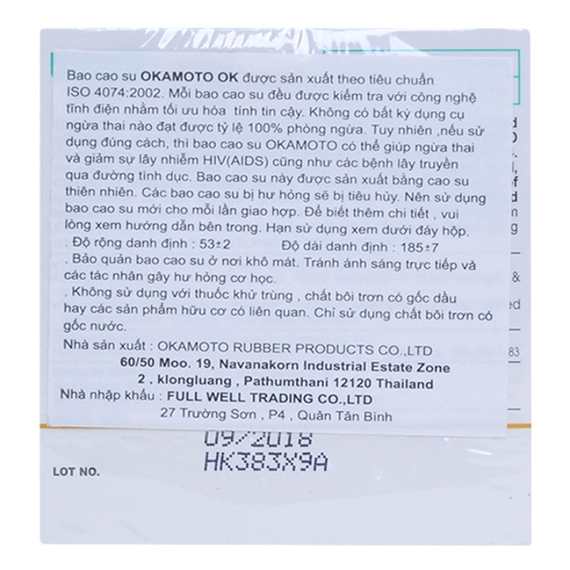 Bao Cao Su Okamoto Skinless Skin Supper Lubricated (Hộp 3 Gói)